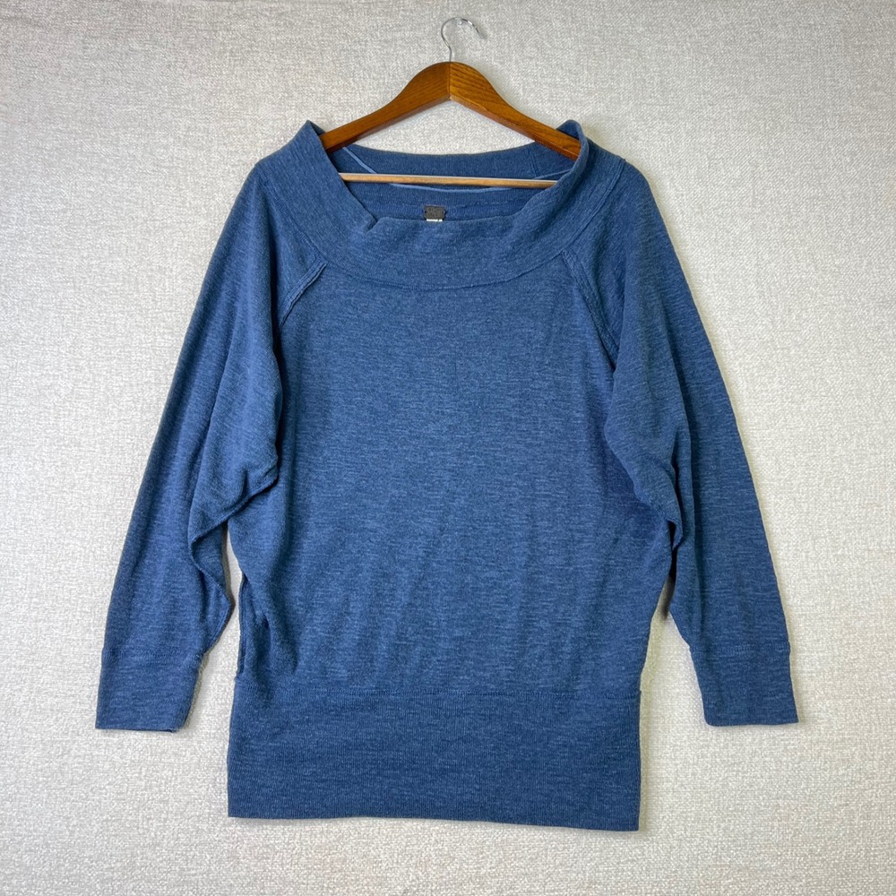 We The Free Free People Blue Dolman Sleeve Boat Neck Knit Top Small Bella Swan